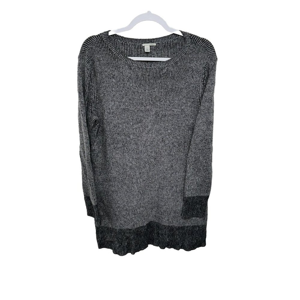 Halogen Womens Long Sweater Size XL Long Sleeve Black Gray Cashmere Viscose - Picture 1 of 7
